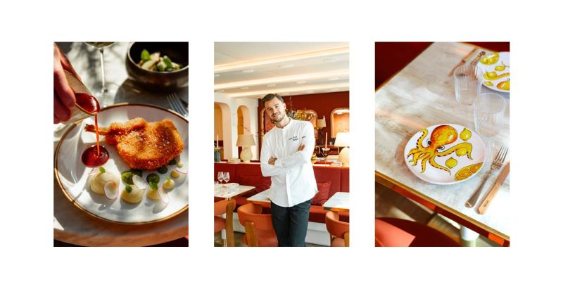 Cuisine méditerranéenne, vaisselle toscane, déco chaleureuse et chef souriant chez Laïa Monceau à Paris 8e