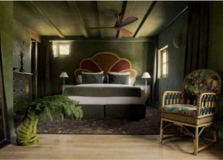 A la Folie Barbizon, une chambre aux tons végétaux